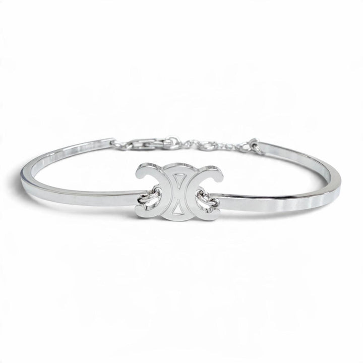 Excellent CELINE Triomphe Articulated Bracelet Current product Silver 46Z676BRA