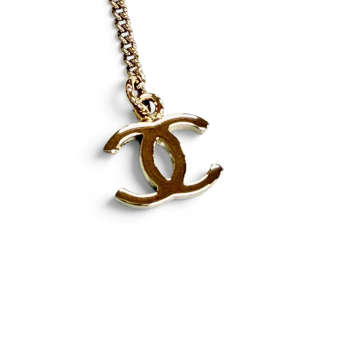 Pristine CHANEL Necklace Bambi COCO Mark Rhinestone Faux Pearl gold Women G26C