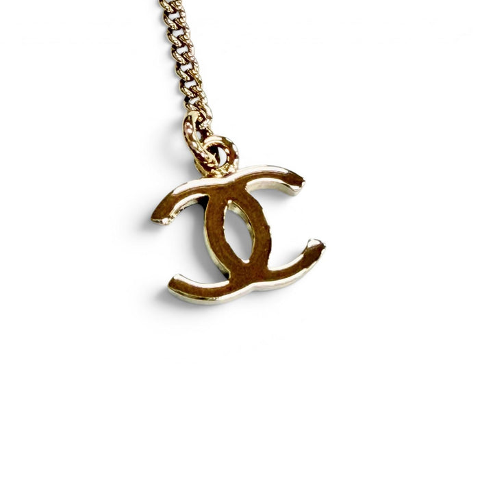 Pristine CHANEL Necklace Bambi COCO Mark Rhinestone Faux Pearl gold Women G26C