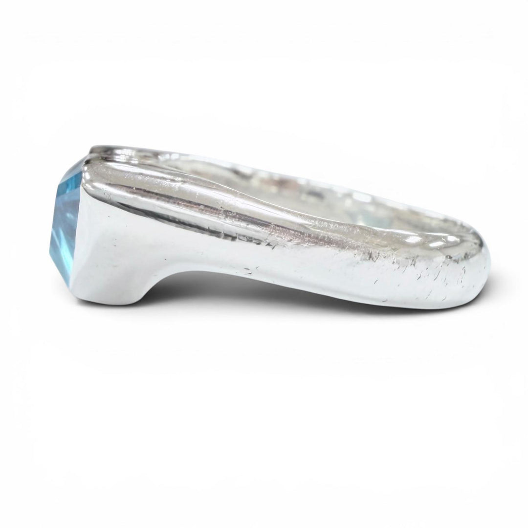 Excellent PRADA Ring ring Swiss Blue Topaz Logo Silver AG925 mens 2JAT65