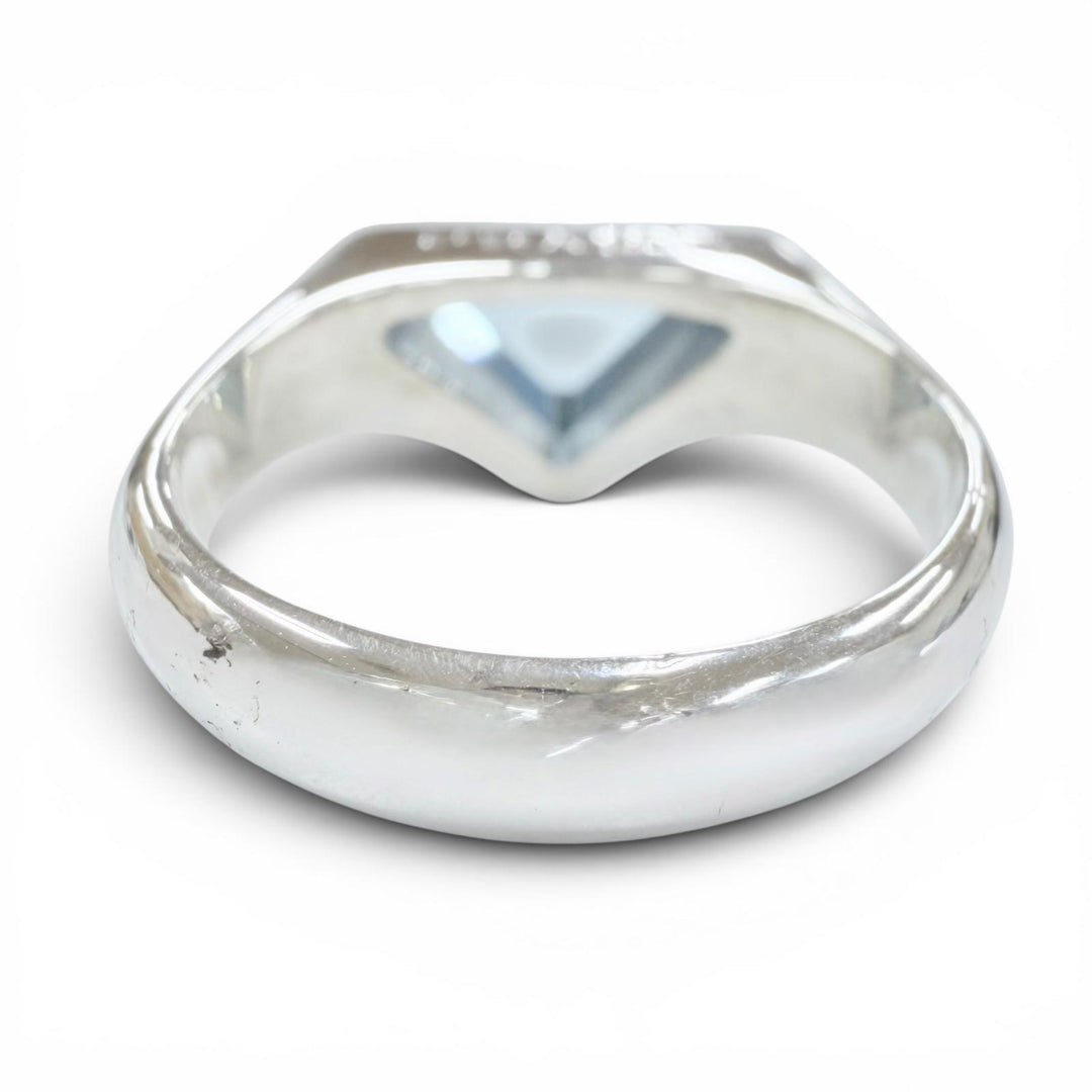 Excellent PRADA Ring ring Swiss Blue Topaz Logo Silver AG925 mens 2JAT65
