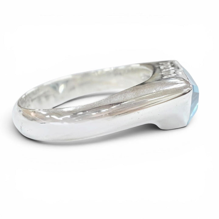 Excellent PRADA Ring ring Swiss Blue Topaz Logo Silver AG925 mens 2JAT65