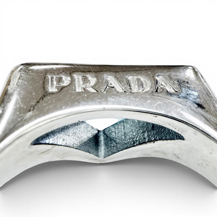 Excellent PRADA Ring ring Swiss Blue Topaz Logo Silver AG925 mens 2JAT65