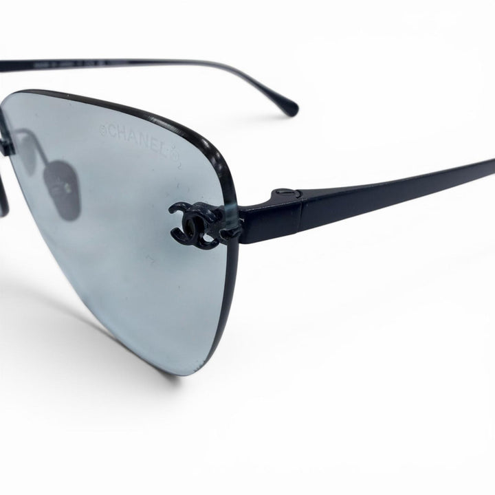 Very Good CHANEL sunglasses COCO Mark Cat's Eye Two-Point Rimless Shape 4286-ST