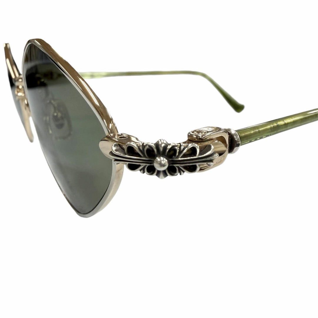 Great CHROME HEARTS sunglasses DIAMOND DOG Floral cross gold 925 mens