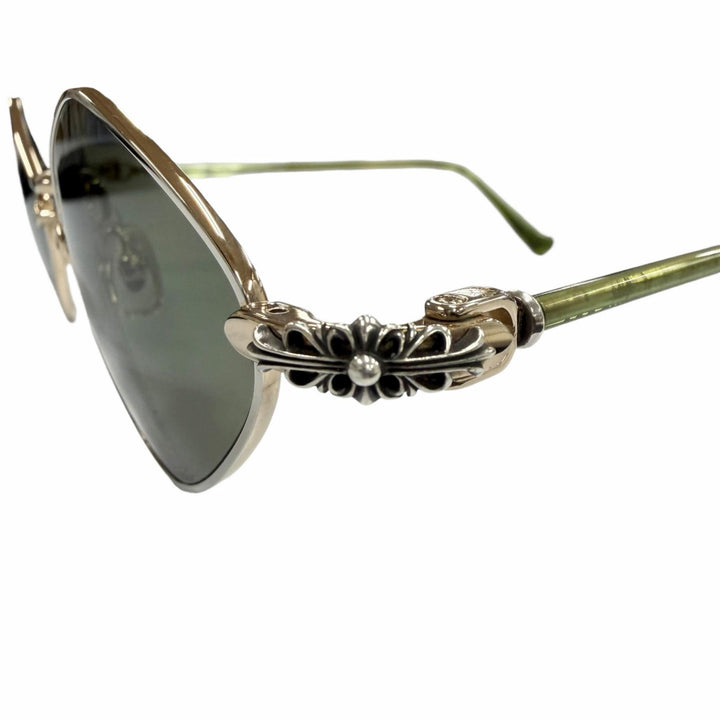 Great CHROME HEARTS sunglasses DIAMOND DOG Floral cross gold 925 mens