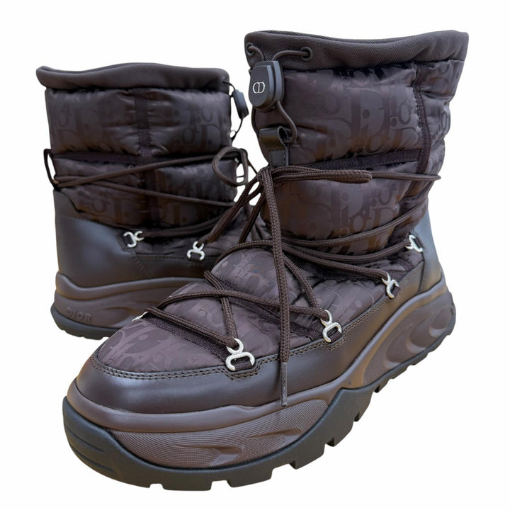 Pristine DIOR boots Dior Snow Oblique Snow Dark brown fabric mens 41
