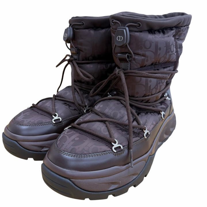 Pristine DIOR boots Dior Snow Oblique Snow Dark brown fabric mens 41