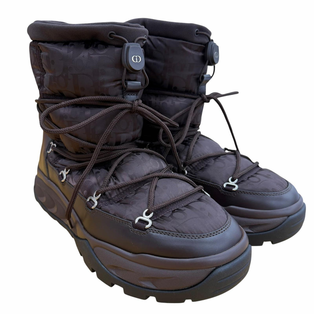 Pristine DIOR boots Dior Snow Oblique Snow Dark brown fabric mens 41