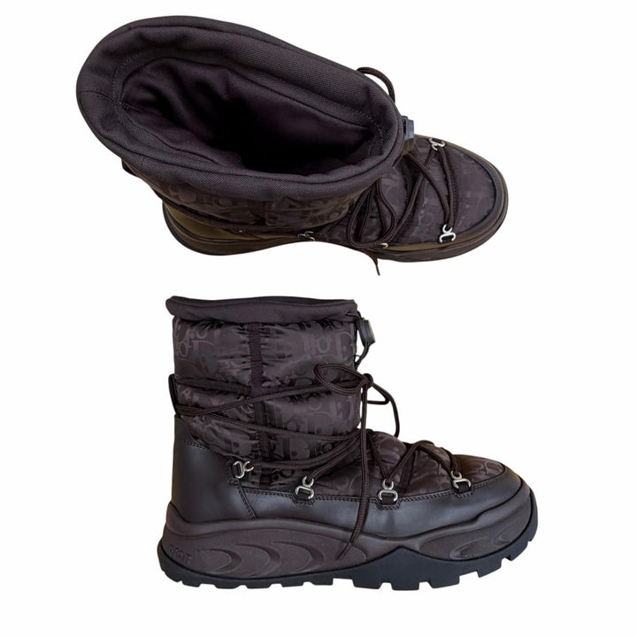 Pristine DIOR boots Dior Snow Oblique Snow Dark brown fabric mens 41