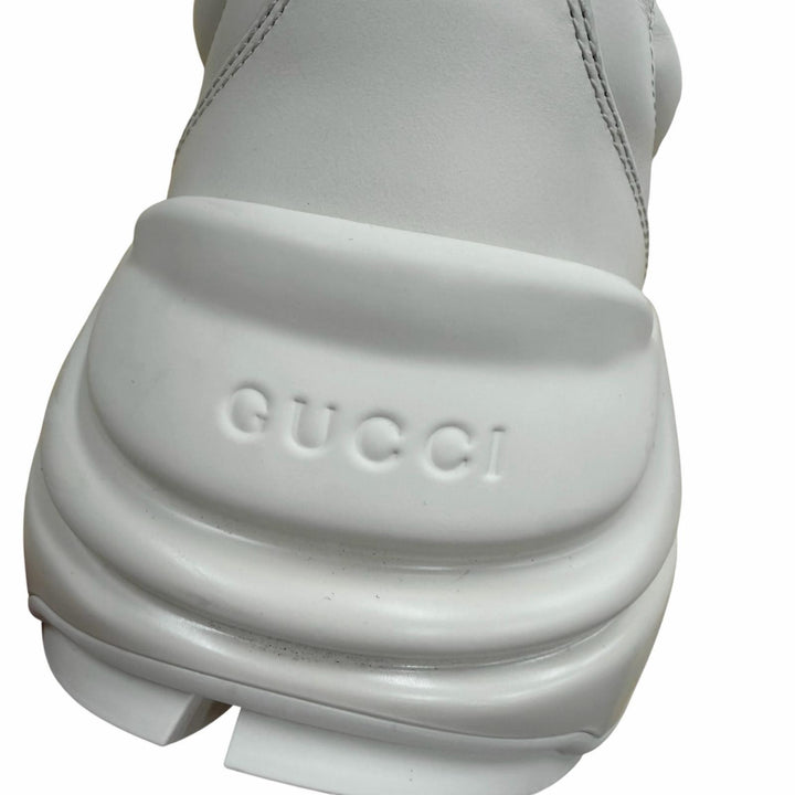 Excellent GUCCI sneakers Lighton Interlocking G beige leather mens 6.5 500877