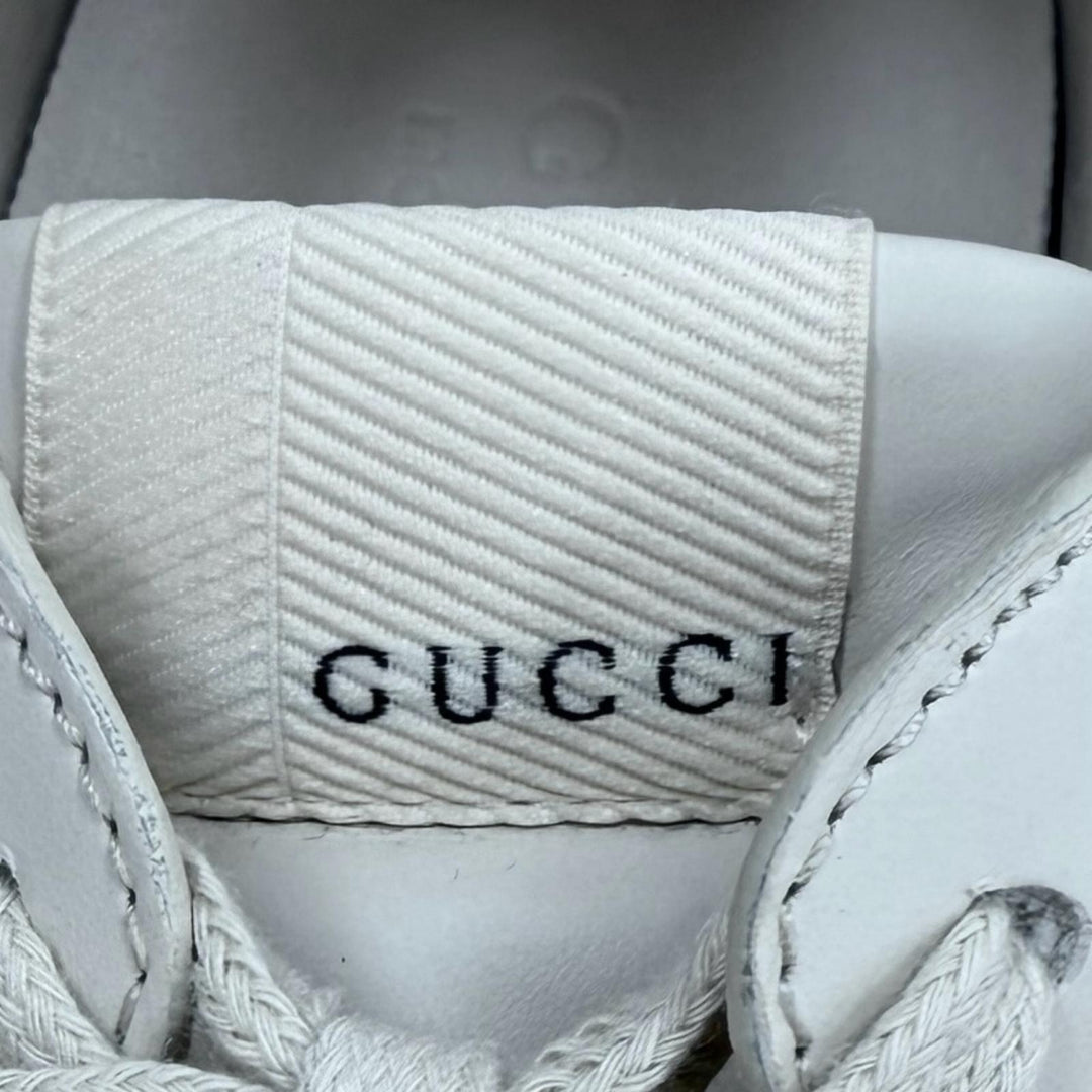 Excellent GUCCI sneakers Lighton Interlocking G beige leather mens 6.5 500877
