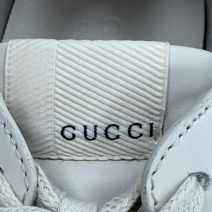 Excellent GUCCI sneakers Lighton Interlocking G beige leather mens 6.5 500877