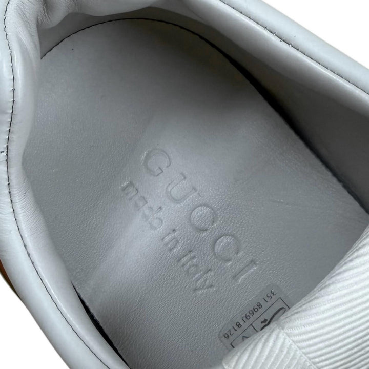 Excellent GUCCI sneakers Lighton Interlocking G beige leather mens 6.5 500877