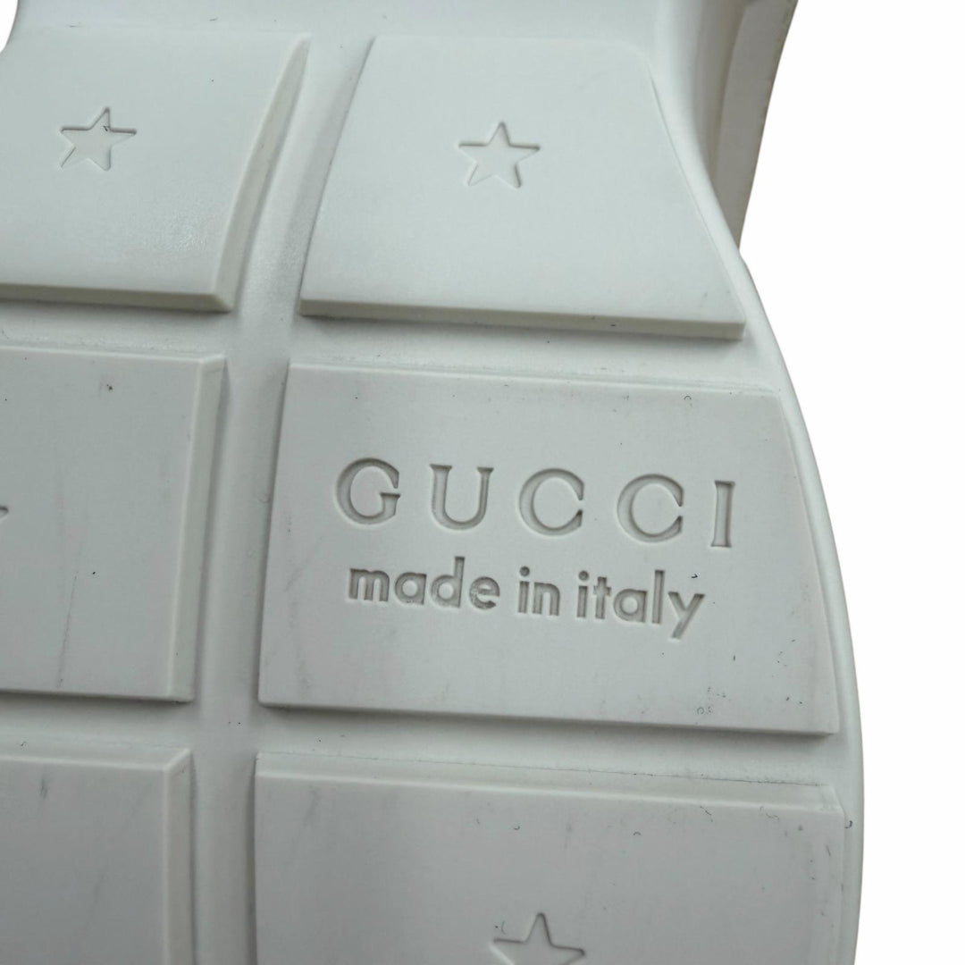 Excellent GUCCI sneakers Lighton Interlocking G beige leather mens 6.5 500877