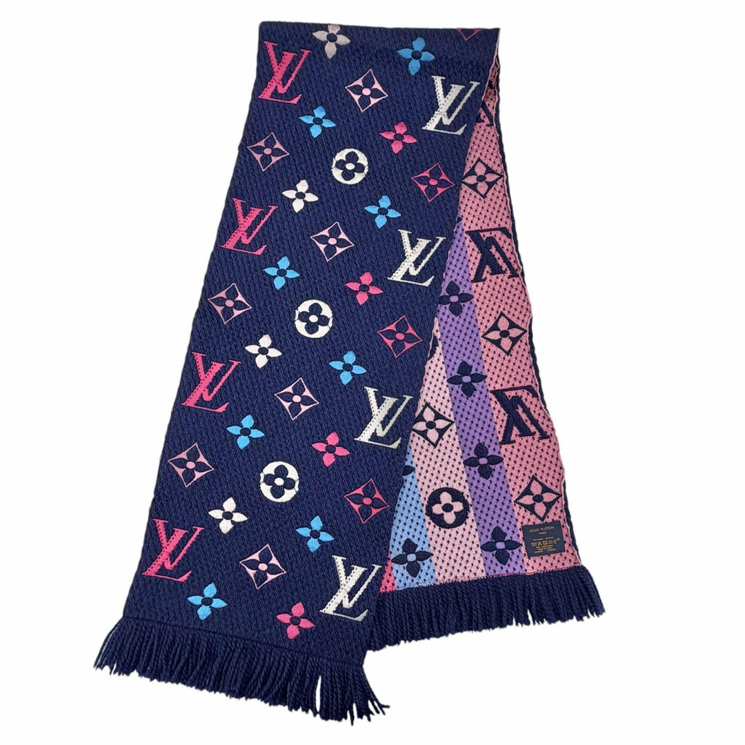 Great LOUIS VUITTON Scarf Escalp Logo Mania Navy wool Women M70899