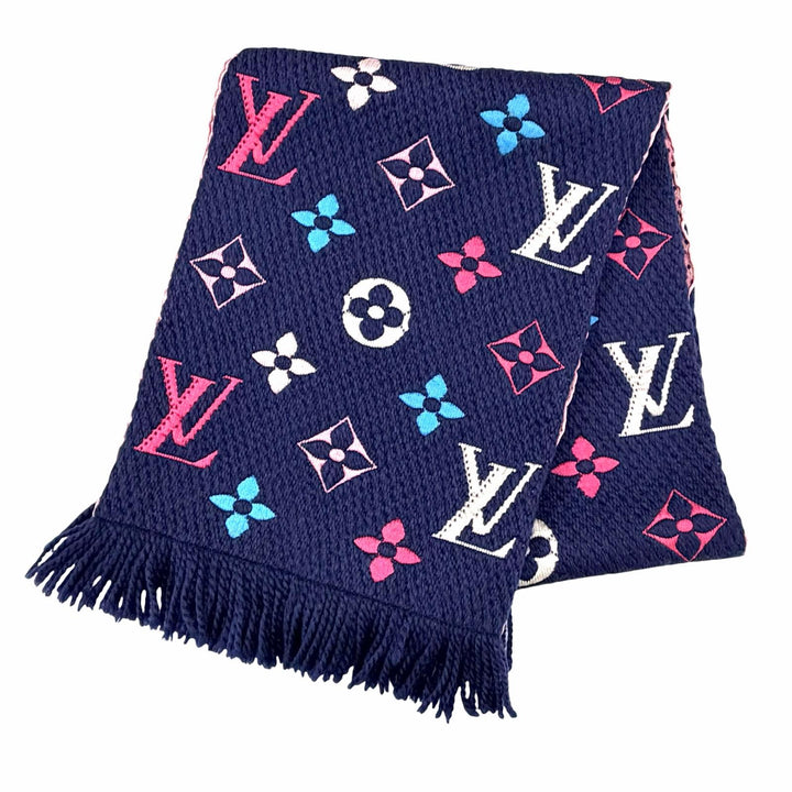 Great LOUIS VUITTON Scarf Escalp Logo Mania Navy wool Women M70899