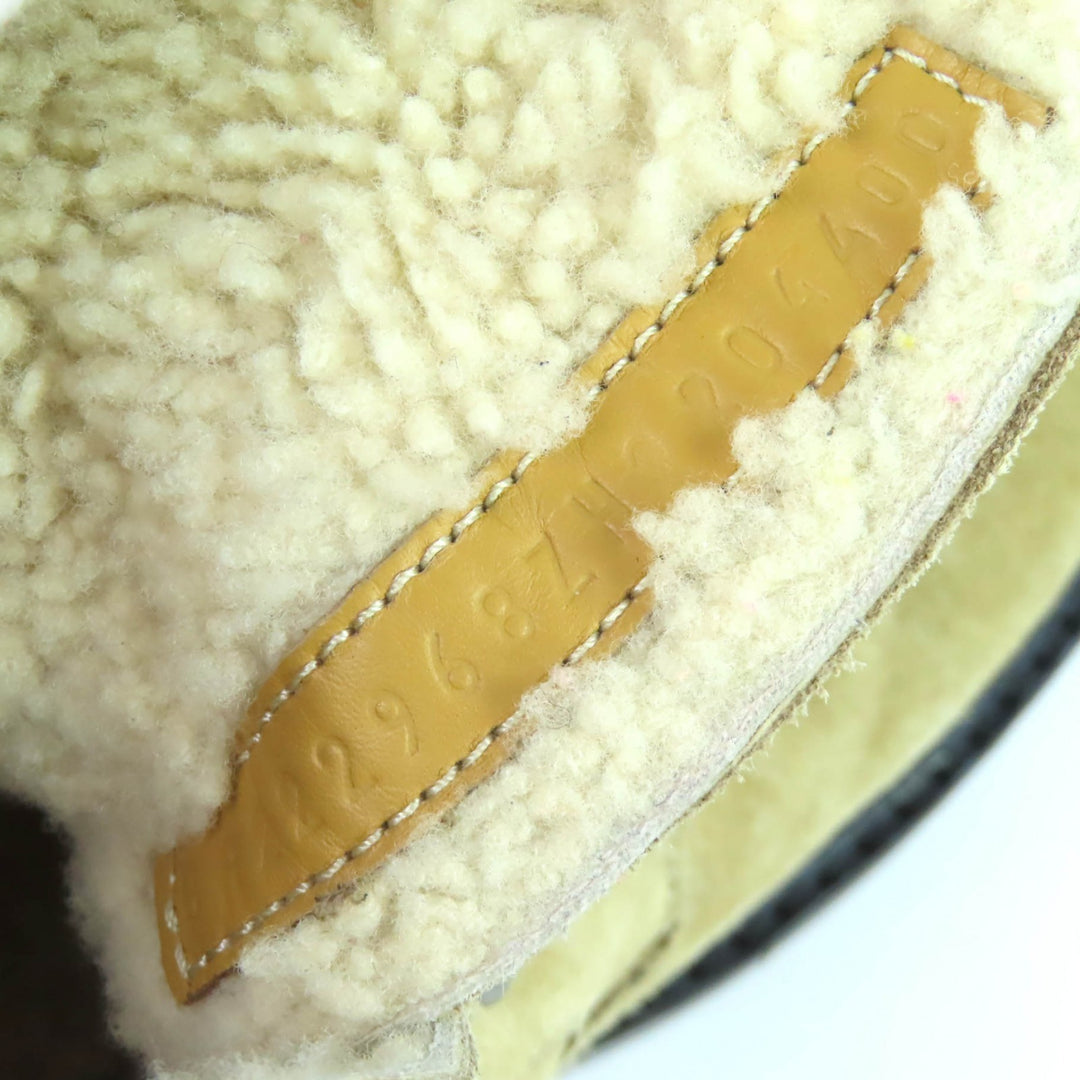 Great HERMES short boots Fair Lace-up sheepskin ankle boots beige Mouton mens 44