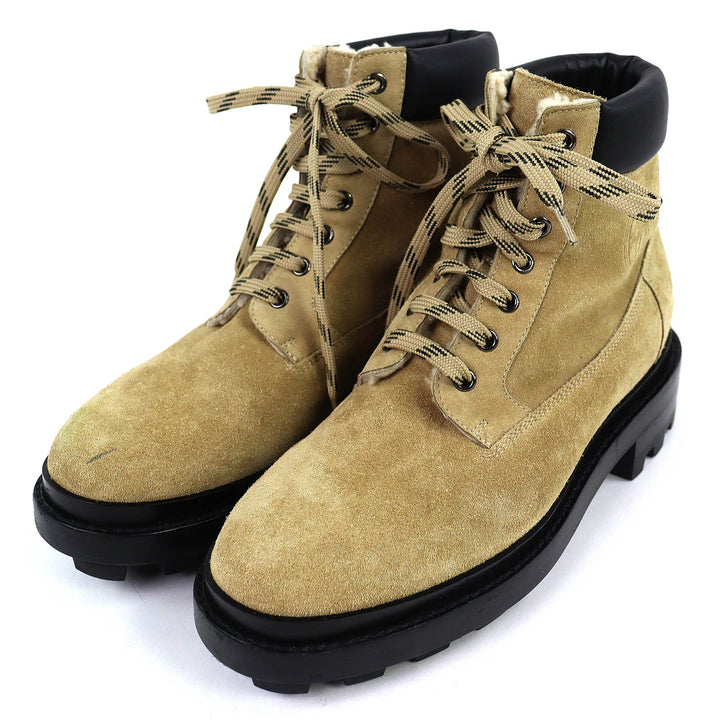 Great HERMES short boots Fair Lace-up sheepskin ankle boots beige Mouton mens 44