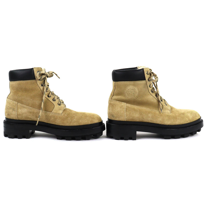 Great HERMES short boots Fair Lace-up sheepskin ankle boots beige Mouton mens 44