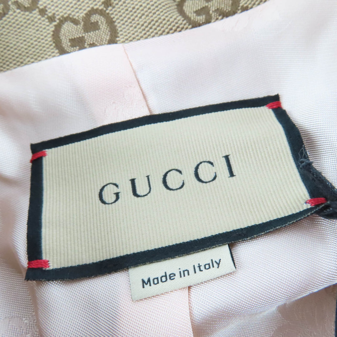 Pristine GUCCI Jacket Horsebit Metal Belt with GG Canvas Brown Women 38 682302