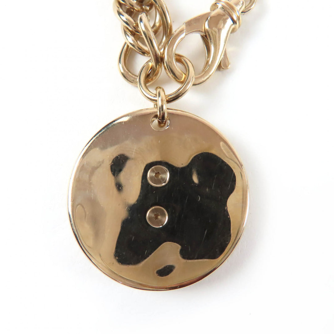 Great CHANEL Necklace COCO Mark Rhinestone Coin gold metal Women B23P