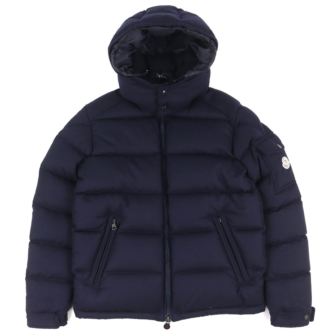 Excellent MONCLER Down jacket MONTGENEVRE Logo patch Hooded Navy wool mens 1