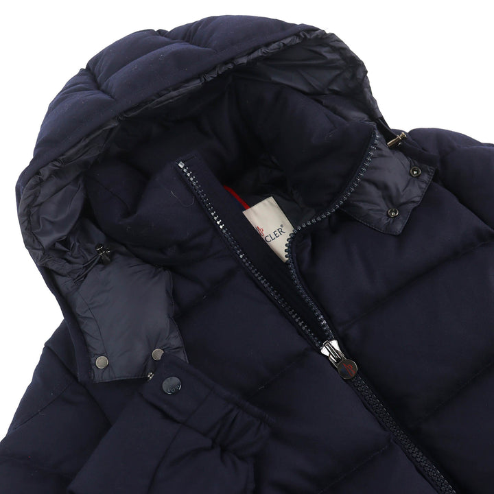 Excellent MONCLER Down jacket MONTGENEVRE Logo patch Hooded Navy wool mens 1