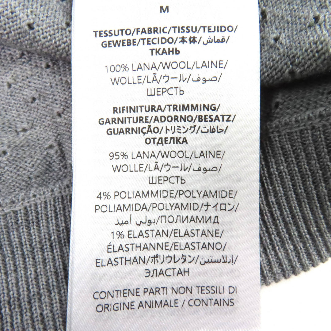 Pristine GUCCI Long sleeve polo shirt Logo knit gray wool mens M 824573