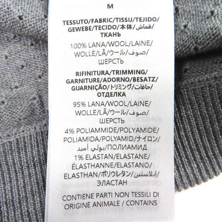 Pristine GUCCI Long sleeve polo shirt Logo knit gray wool mens M 824573