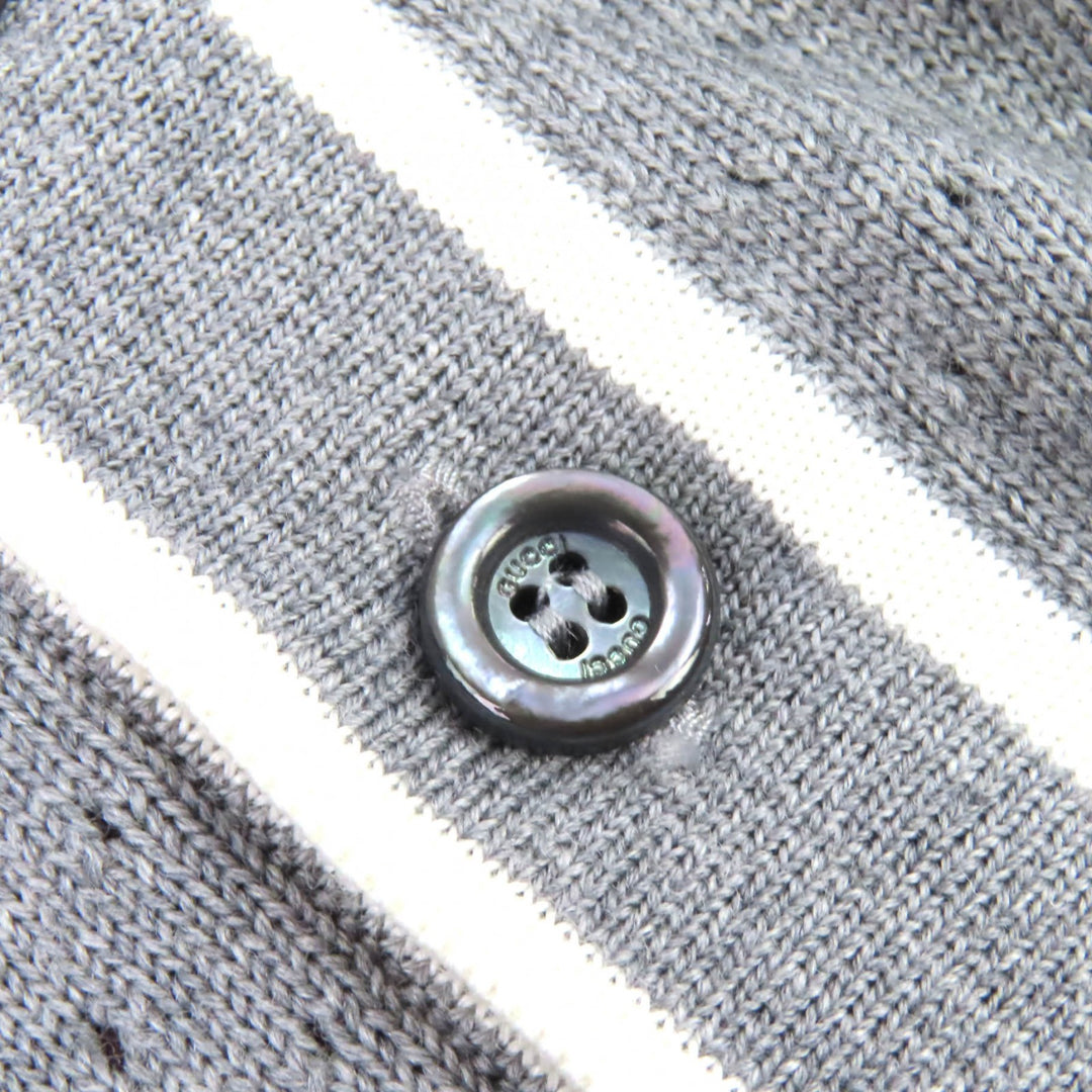 Pristine GUCCI Long sleeve polo shirt Logo knit gray wool mens M 824573