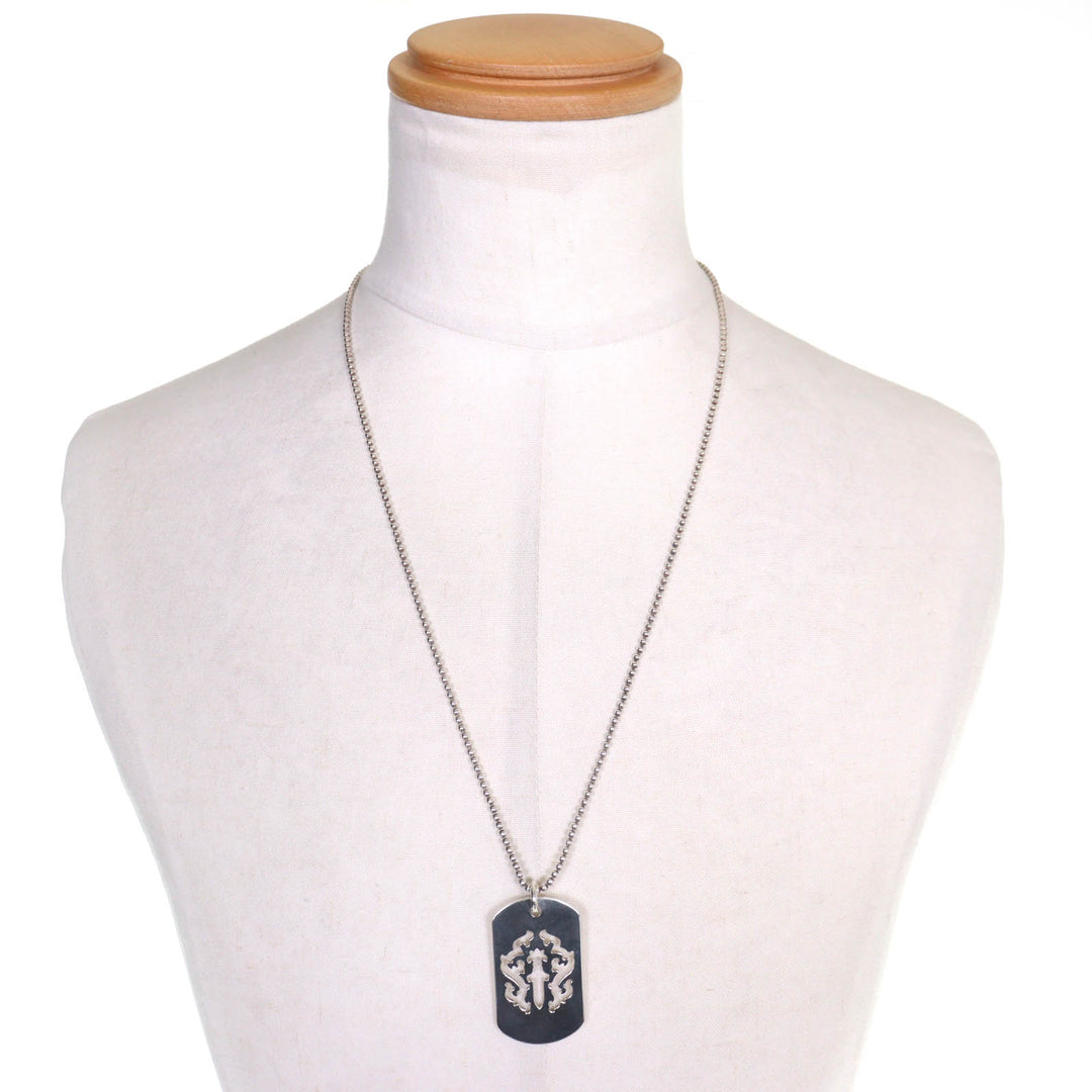 Great CHROME HEARTS Necklace Vine Dagger Cutout Dog Tag Ball Chain 925 mens