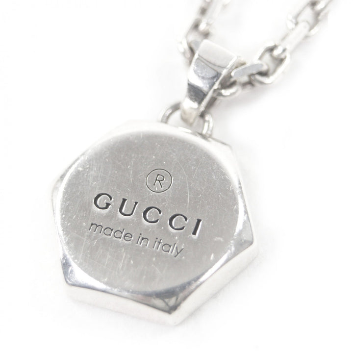 Great GUCCI Necklace Trademark Engraving Octagon Silver AG925 mens 779175