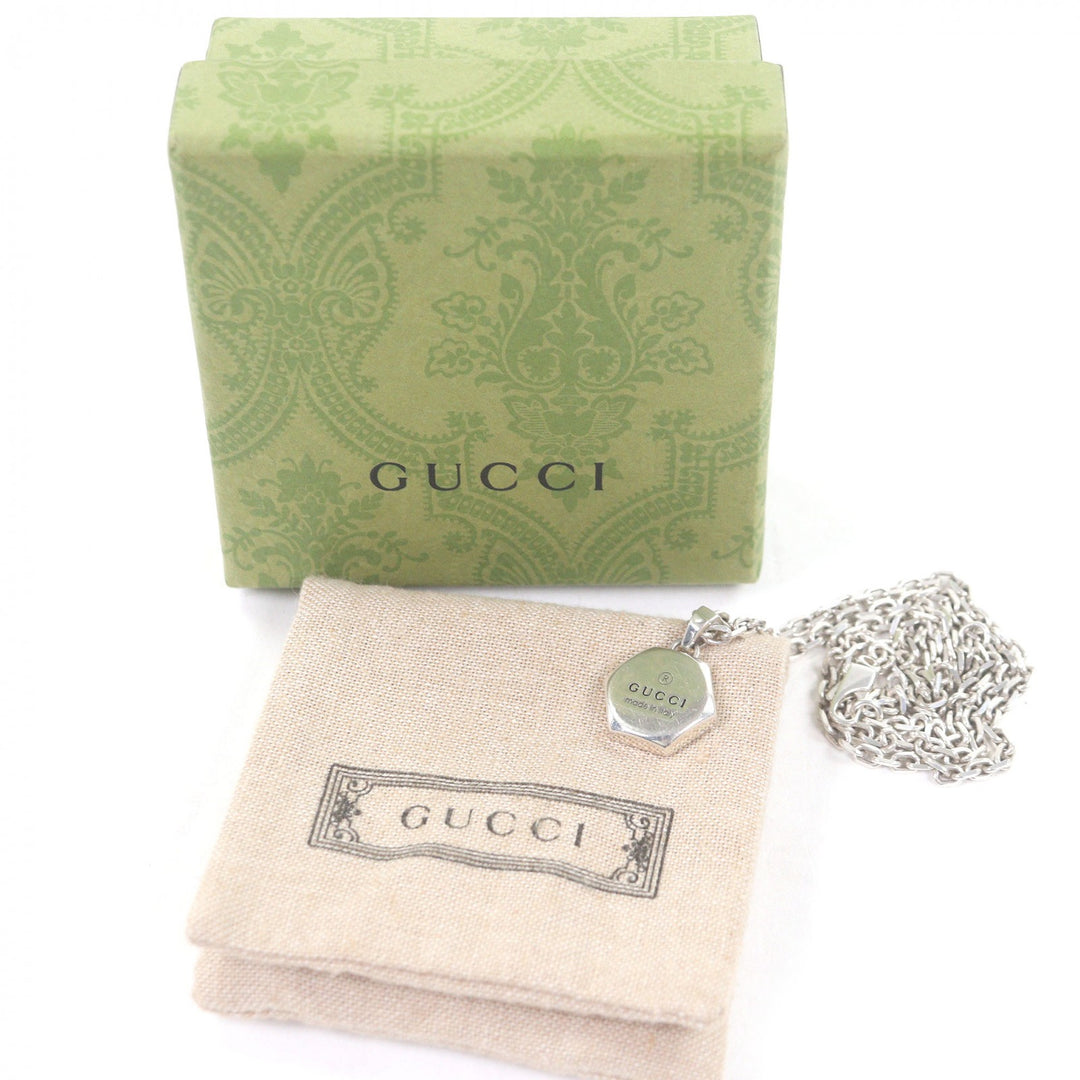 Great GUCCI Necklace Trademark Engraving Octagon Silver AG925 mens 779175