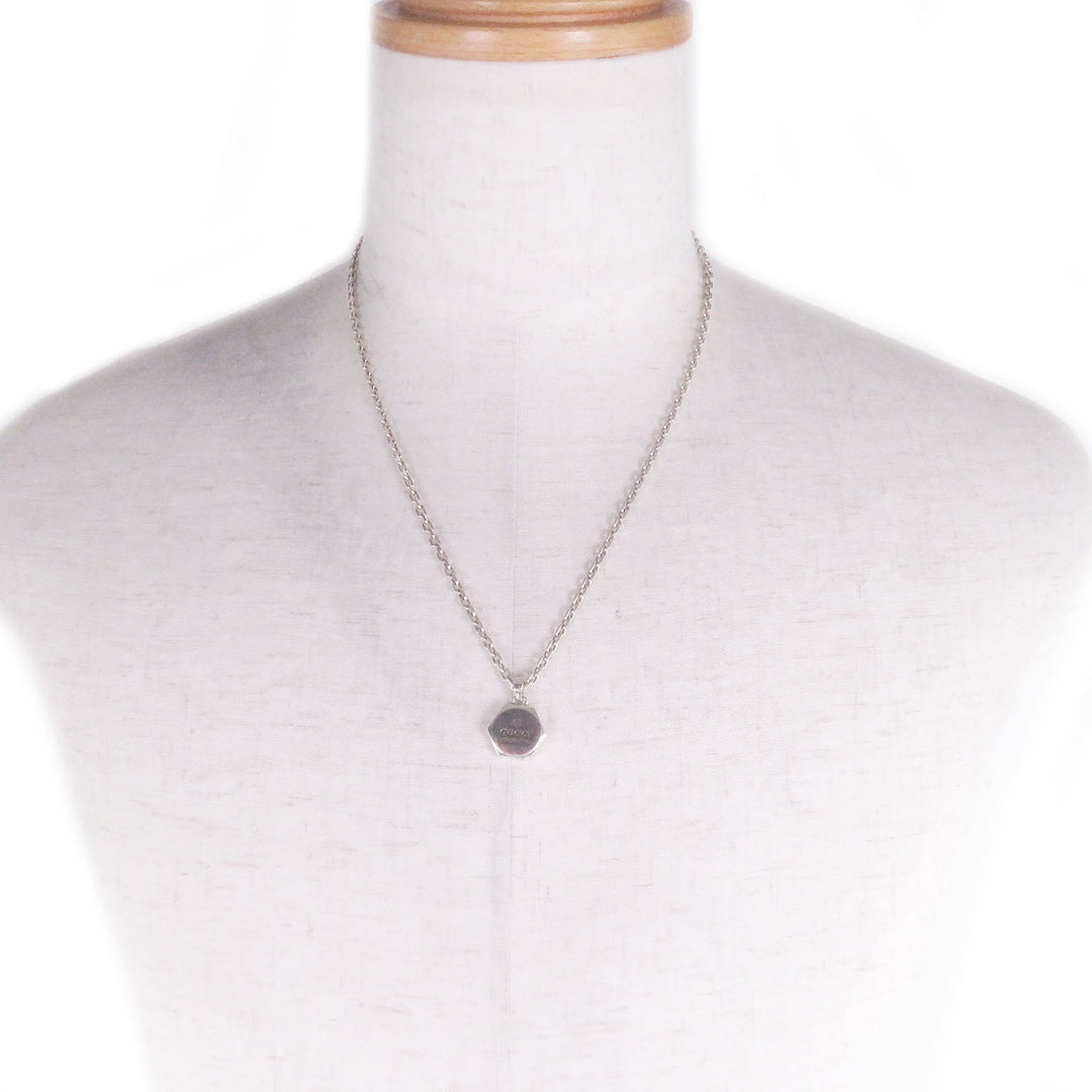 Great GUCCI Necklace Trademark Engraving Octagon Silver AG925 mens 779175