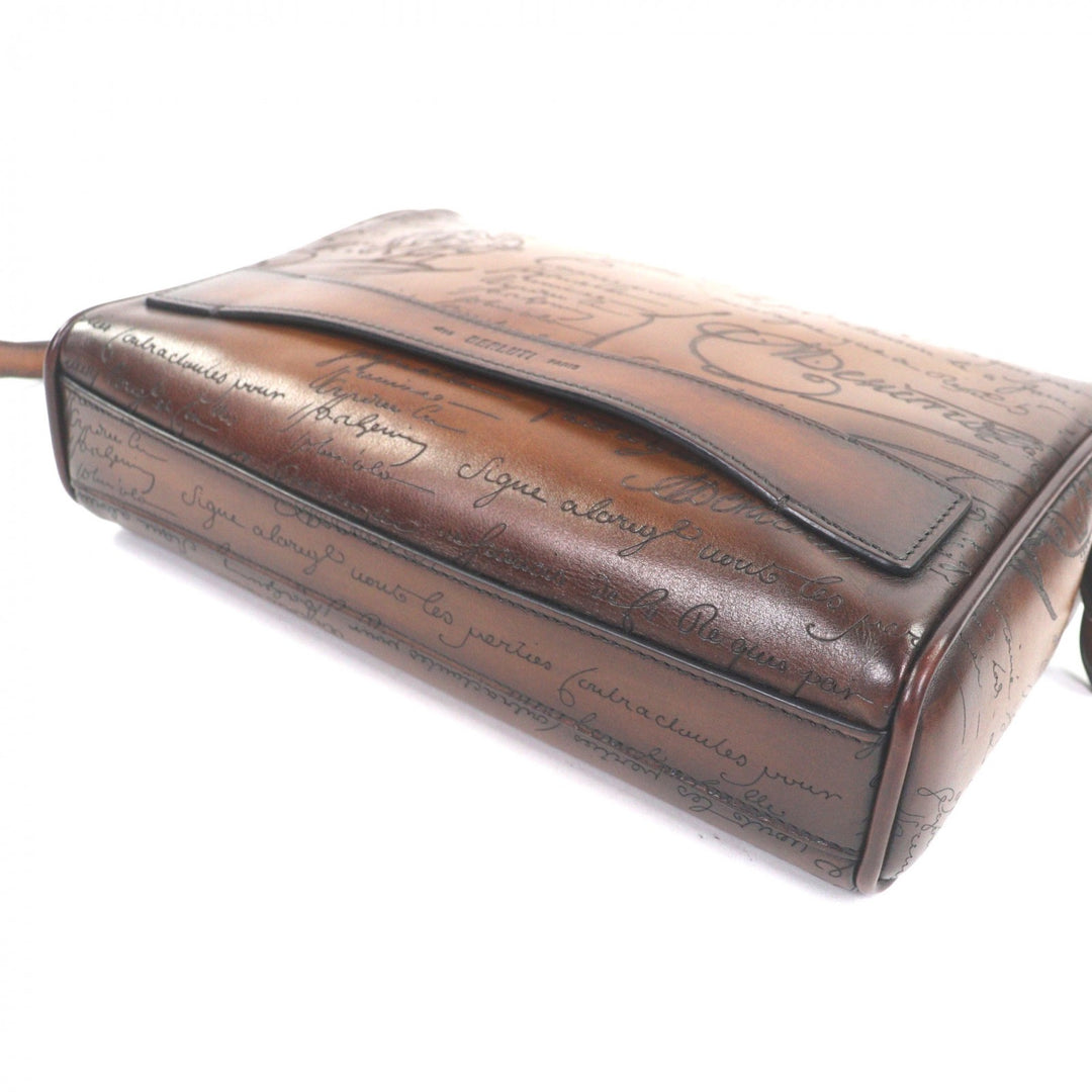 Great BERLUTI business bag Rosewood Zip Pouch Brown Venice Calfskin Leather mens