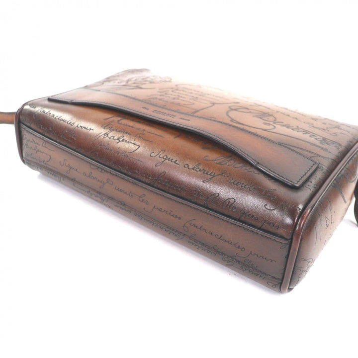 Great BERLUTI business bag Rosewood Zip Pouch Brown Venice Calfskin Leather mens