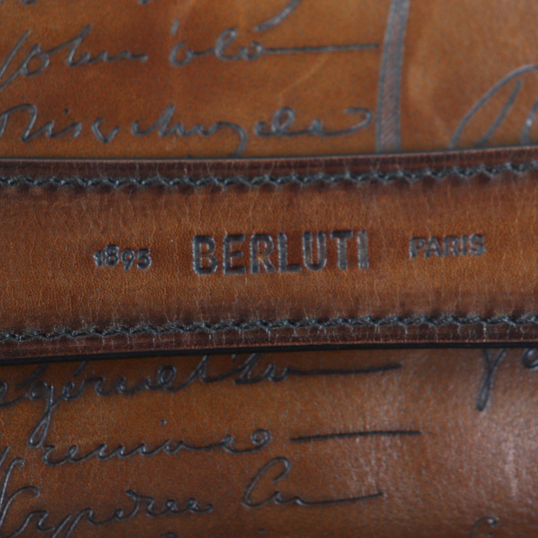 Great BERLUTI business bag Rosewood Zip Pouch Brown Venice Calfskin Leather mens