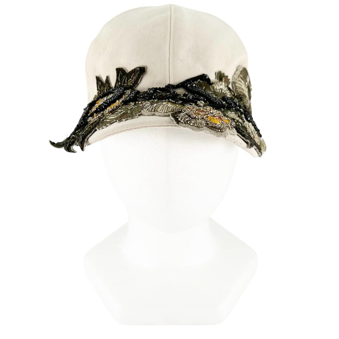 Pristine DIOR cap Embroidered Canvas Hat Ivory cotton mens S 383C911D4511