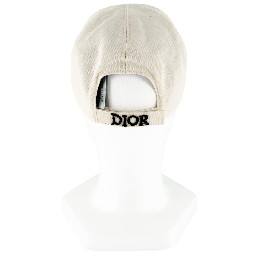 Pristine DIOR cap Embroidered Canvas Hat Ivory cotton mens S 383C911D4511