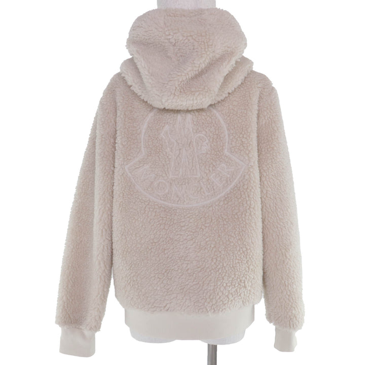 Very Good MONCLER Jacket Logo patch and hooded fleece blouson Ivory Women M