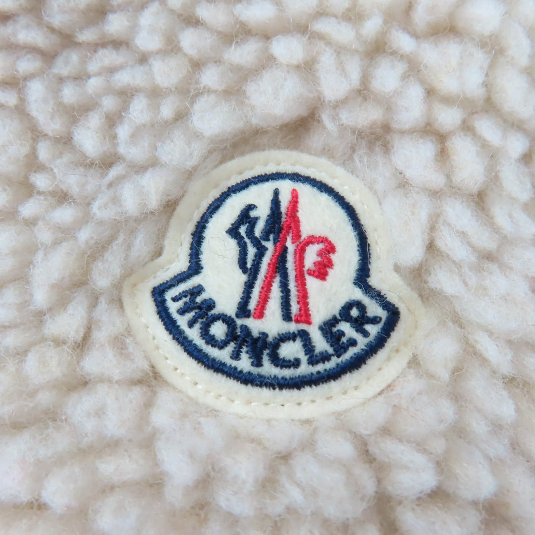 Very Good MONCLER Jacket Logo patch and hooded fleece blouson Ivory Women M