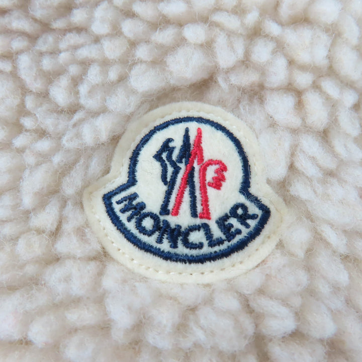 Very Good MONCLER Jacket Logo patch and hooded fleece blouson Ivory Women M