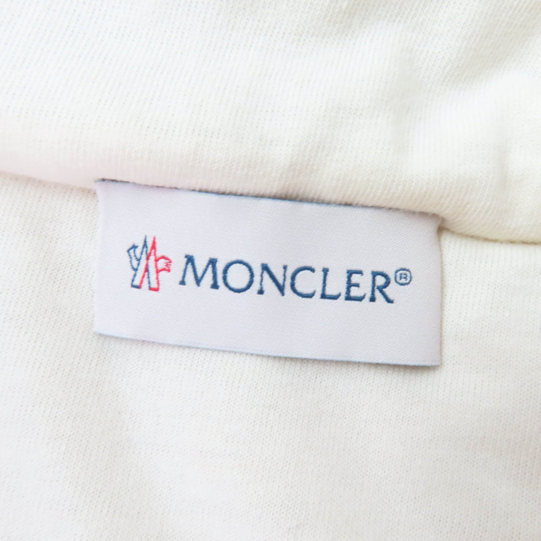 Very Good MONCLER Jacket Logo patch and hooded fleece blouson Ivory Women M