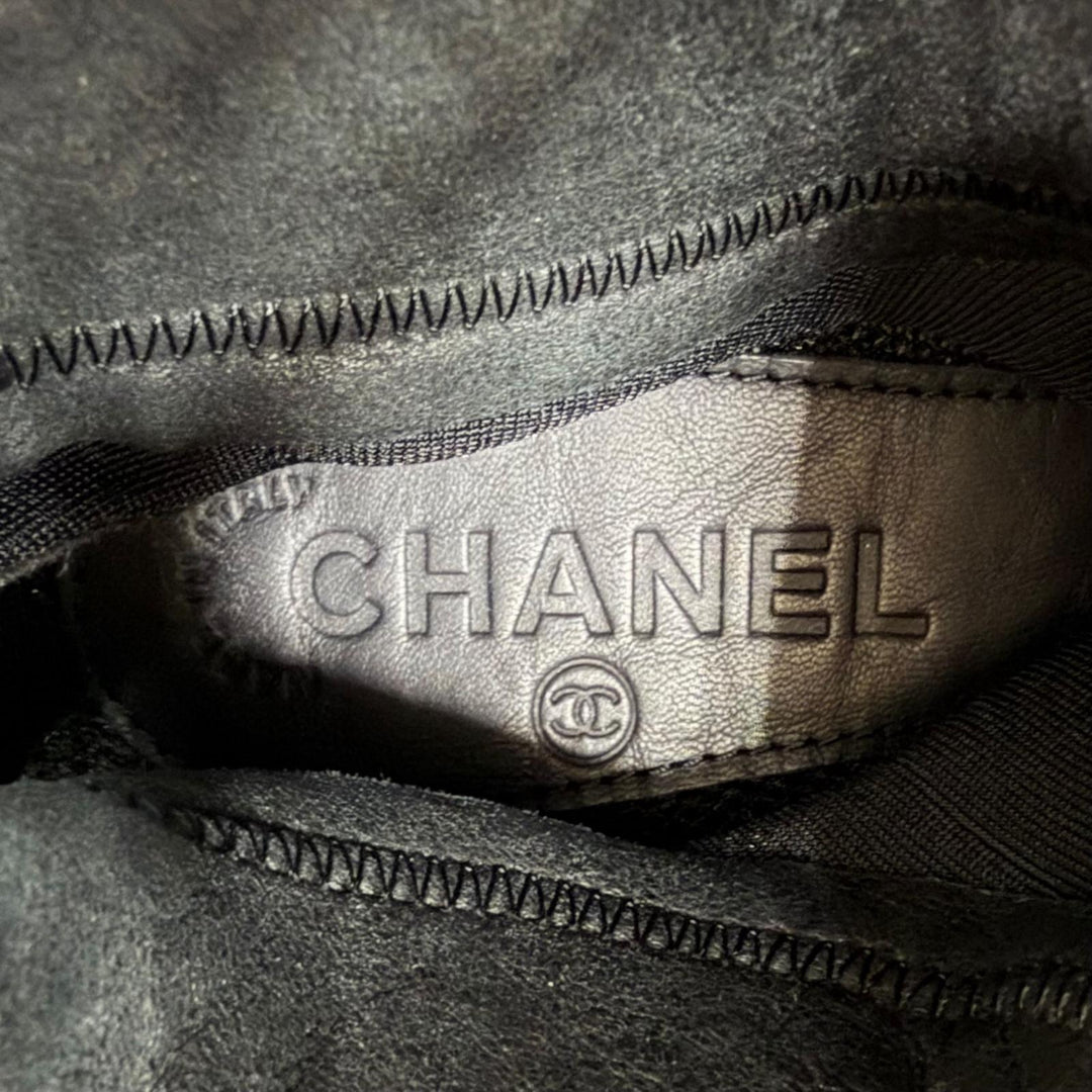 Excellent CHANEL COCO Mark Quilted Knee Pad High Sock Boots Knee-High 36 G30434