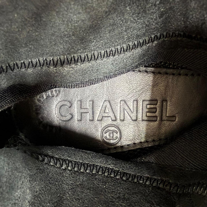 Excellent CHANEL COCO Mark Quilted Knee Pad High Sock Boots Knee-High 36 G30434