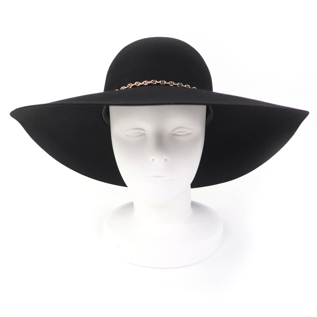 Pristine HERMES hat Chaine d'Ancre Beaverfelt black Beaver Women 57 202013N