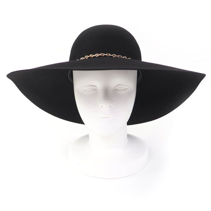 Pristine HERMES hat Chaine d'Ancre Beaverfelt black Beaver Women 57 202013N