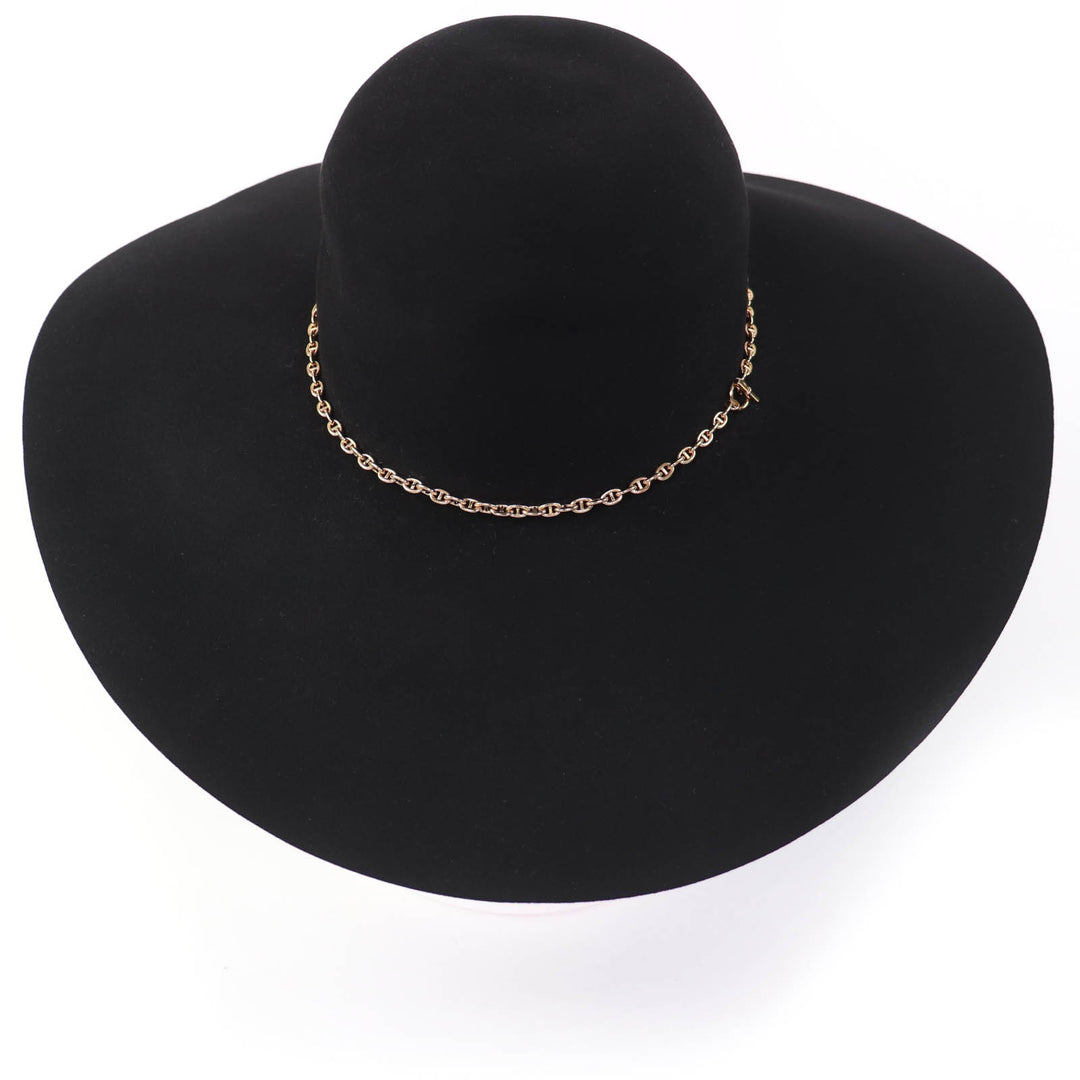 Pristine HERMES hat Chaine d'Ancre Beaverfelt black Beaver Women 57 202013N