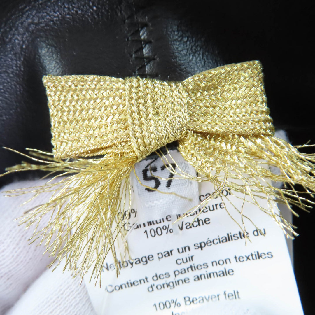 Pristine HERMES hat Chaine d'Ancre Beaverfelt black Beaver Women 57 202013N